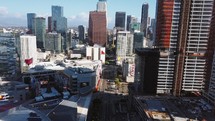 Aerial view of the center of Downtown LA.