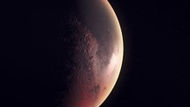Close up of Rotating Mars Partially Shadowed 