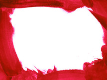 Red paint brush border frames a white center