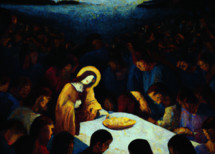 Jesus Feeds the 5,000 oil painting conceptual
