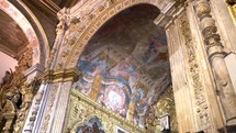 Fresco painting inside a church in Portugal.