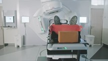 Patient Getting Radiation Therapy Treatment in a hospital oncology center