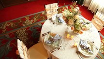A wedding table from above.