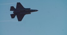 F35 Stealth fighter performing high speed combat maneuvers