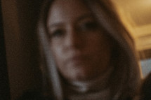 Blurry shot of woman's face