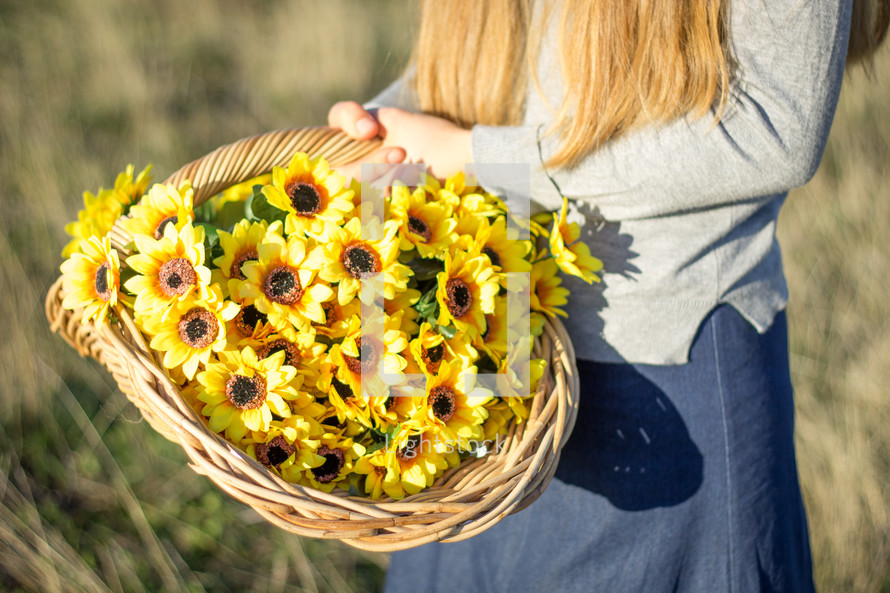 Basket of Yellow Flowers