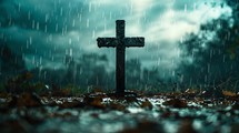 Cross in the rain