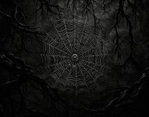 Spider web on a black background. 3d rendering, 3d illustration.