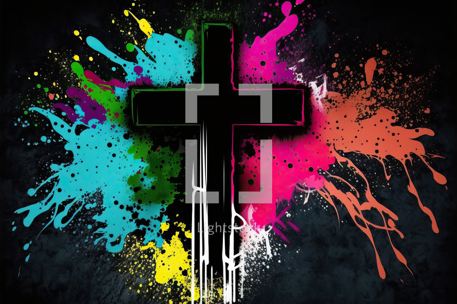 Abstract Christian Cross Painting