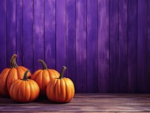Pumpkins on wooden background. Halloween concept. 3D Rendering