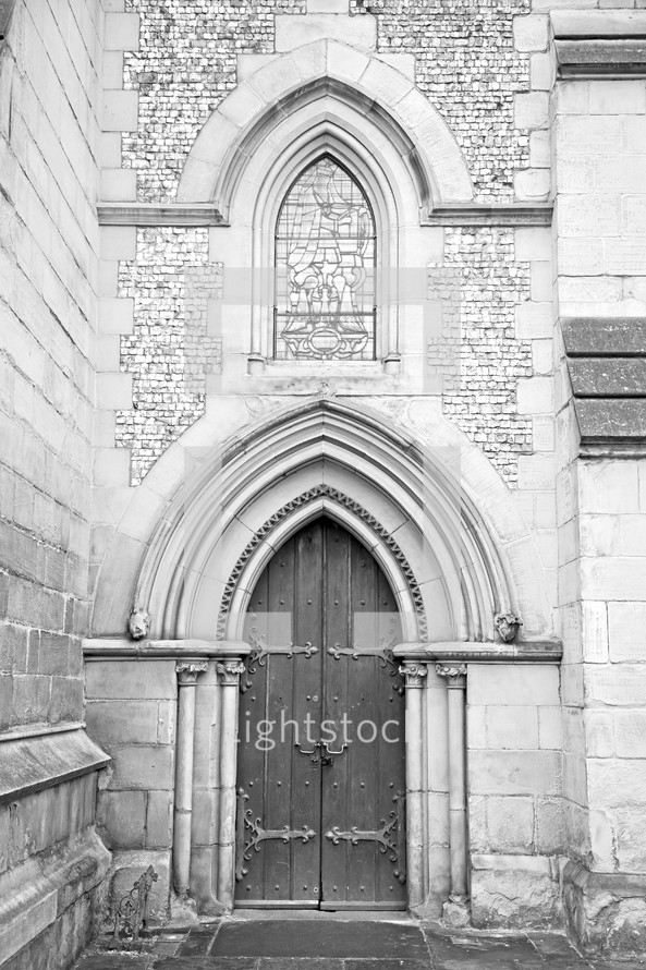 door on a church in South Wark London England 