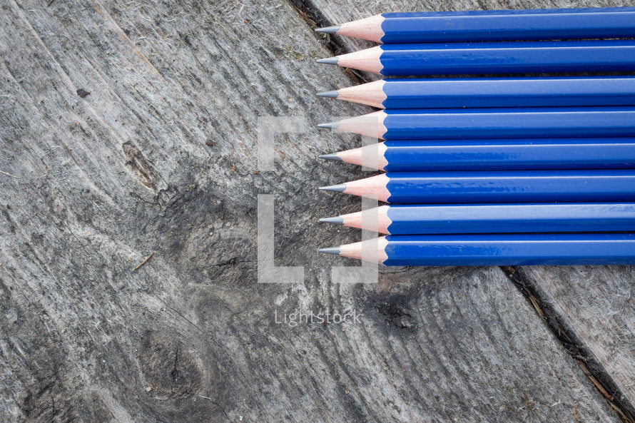 pencils on a desk 
