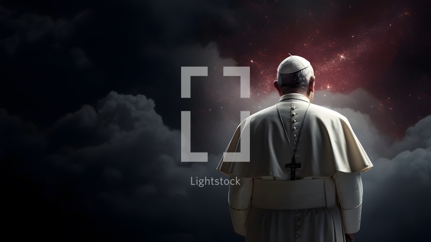 Pope surrounded by heavens