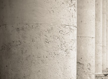 closely cropped cylindrical columns with rough, weathered surface and a touch of sepia tint
