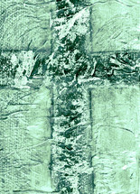 highly textured green cross painting