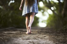 Girl Walking with Bare Feet