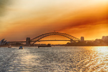 Sydney bridge at sunset 