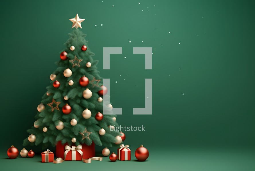christmas tree on green background