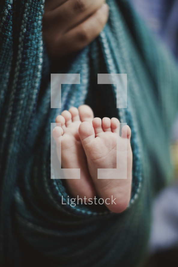 The bottom of an infant's little feet