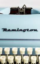 vintage blue typewriter 