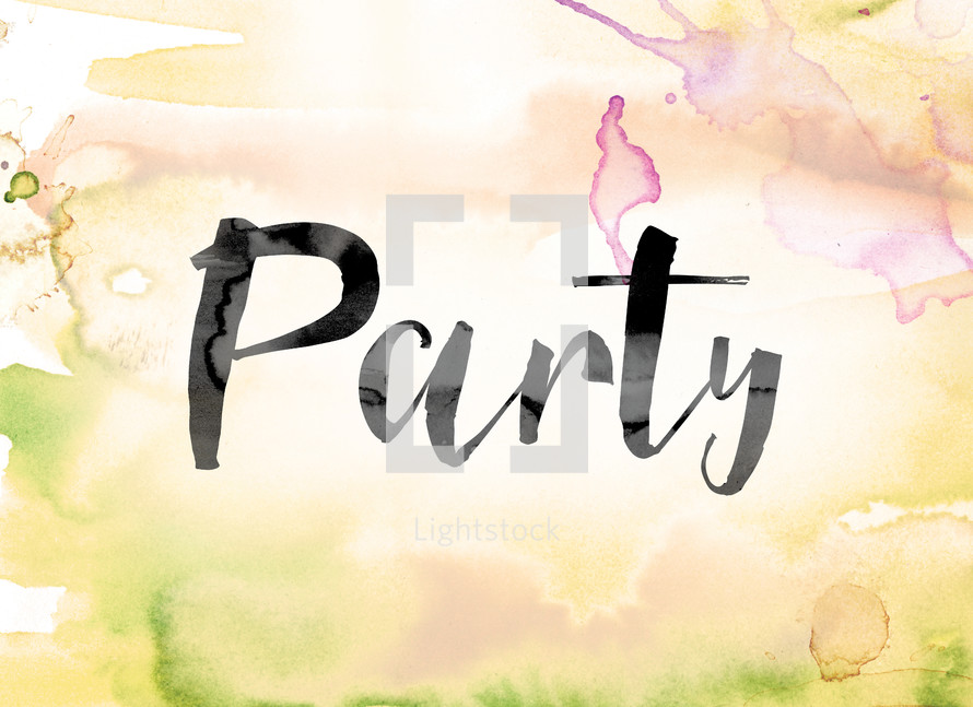 word party on watercolor background 