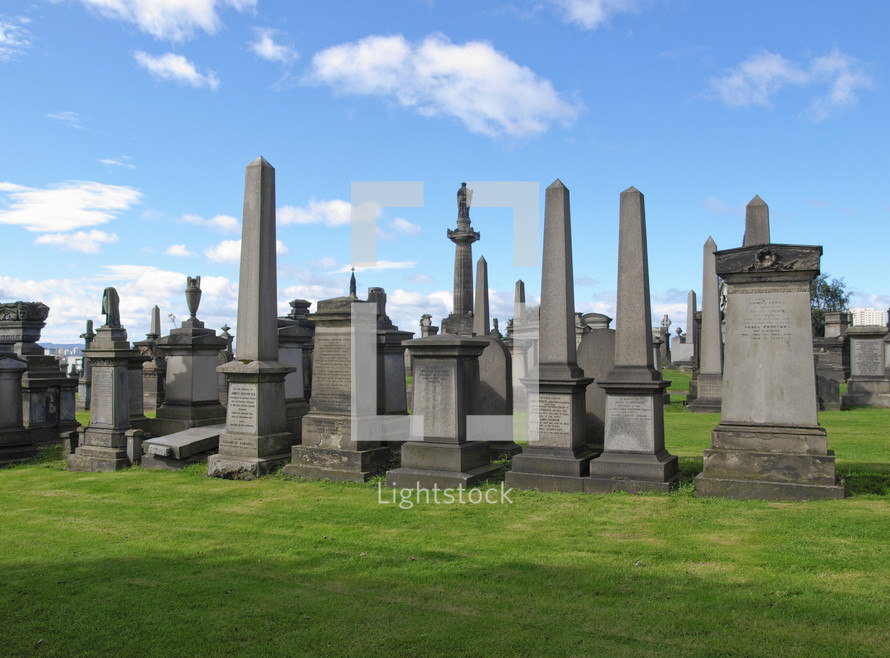 The Glasgow necropolis, Victorian gothic garden cemetery in Scotland