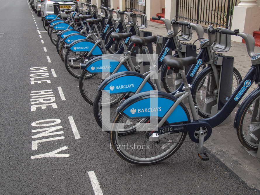 LONDON, ENGLAND, UK - JUNE 20: Barclays Cycle Hire in association with Transport For London on June 20, 2011 in London, England, UK