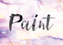 word paint on watercolor background 