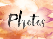 word photos on watercolor background 