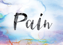 word pain on watercolor background 