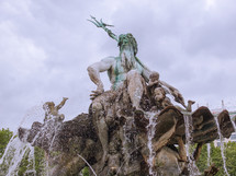 Neptunbrunnen Neptune fountain in Alexanderplatz square, Berlin, Germany