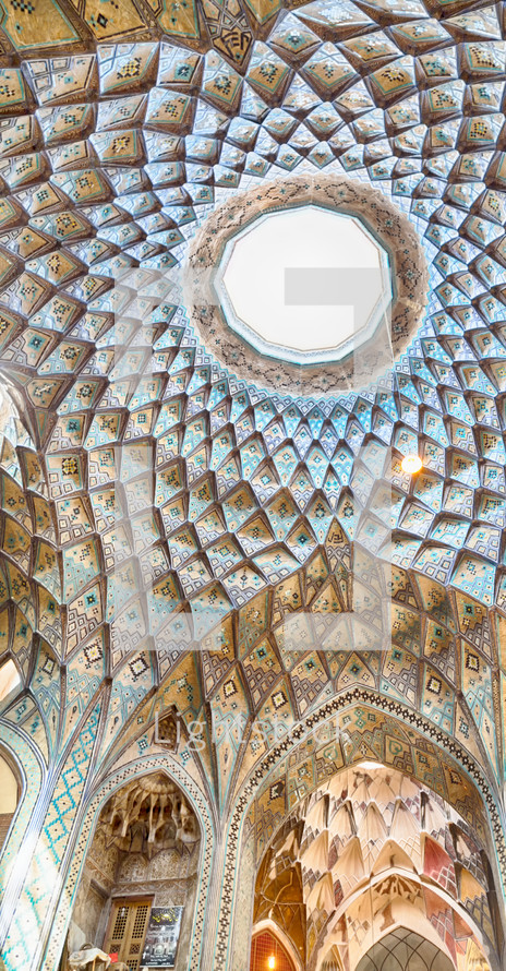 ornate ceiling of a dome in Iran 