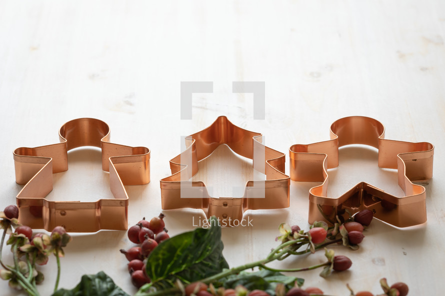 copper Christmas cookie cutters 
