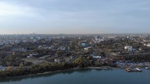 View Of Galati City On A Cloudy Day In Romania - aerial drone shot