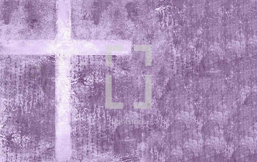 textural cross muted purple with rough painted canvas surface