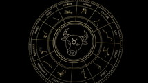 TAURUS Sign in the Zodiac Wheel With Star Constellations