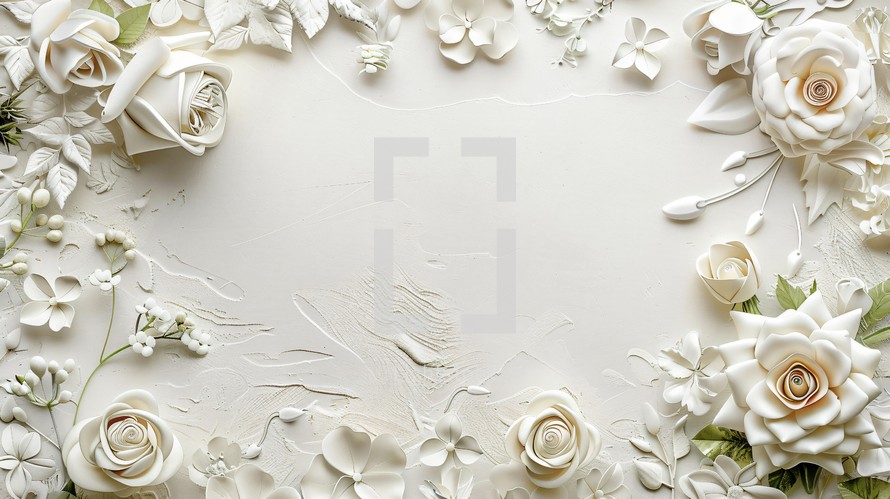 Frame Of Flowers For Wedding Invitation