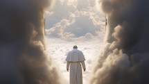 Pope entering the gates of God's paradise 