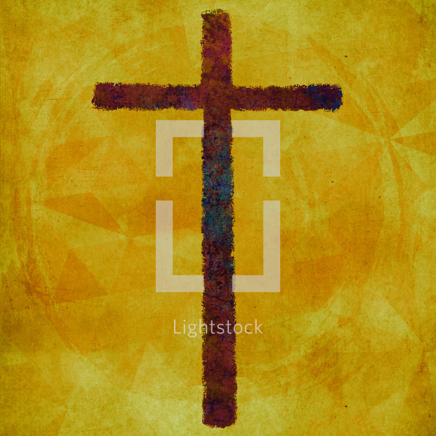  rough dark cross on grunge texture with triangles in square format