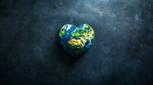 Minimalistic Planet Earth In The Shape Of An Heart