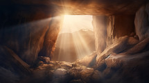 God's power beam of light entering the tomb of jesus 