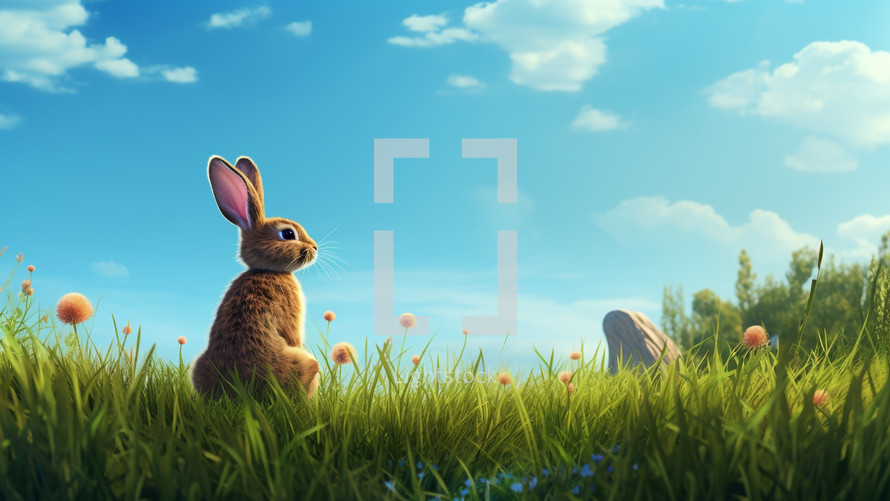 Rabbit in a field - easter