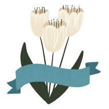 flowers with blank banner 