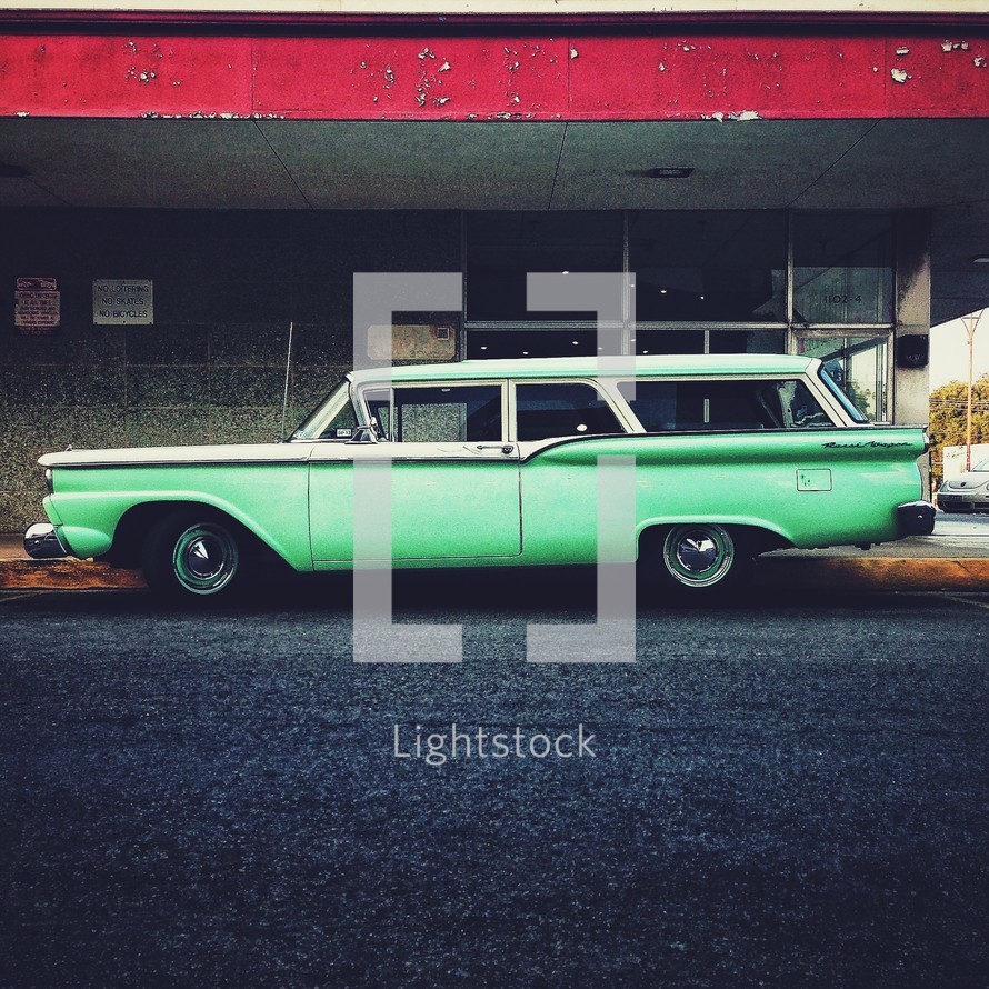 vintage green station wagon