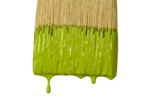green paint dripping from a paint brush 