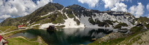 Balea Lake is a glacial lake in the Faragas Mountains at the Transfagaras highway pass