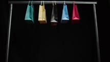 Colorful Shopping bags on black background 