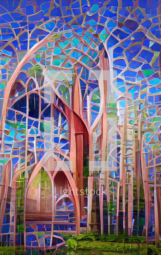 modern abstract chapel - "all the trees of the field will clap their hands"