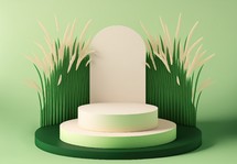 Realistic 3d green grass podium for product promotion