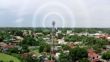 Aerial Radio Tower Circling It At Height 4K